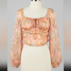 Chic Floral Blouse with Puff Sleeves